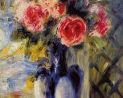 皮埃尔奥古斯特雷诺阿 - Bouquet of Roses in a Blue Vase